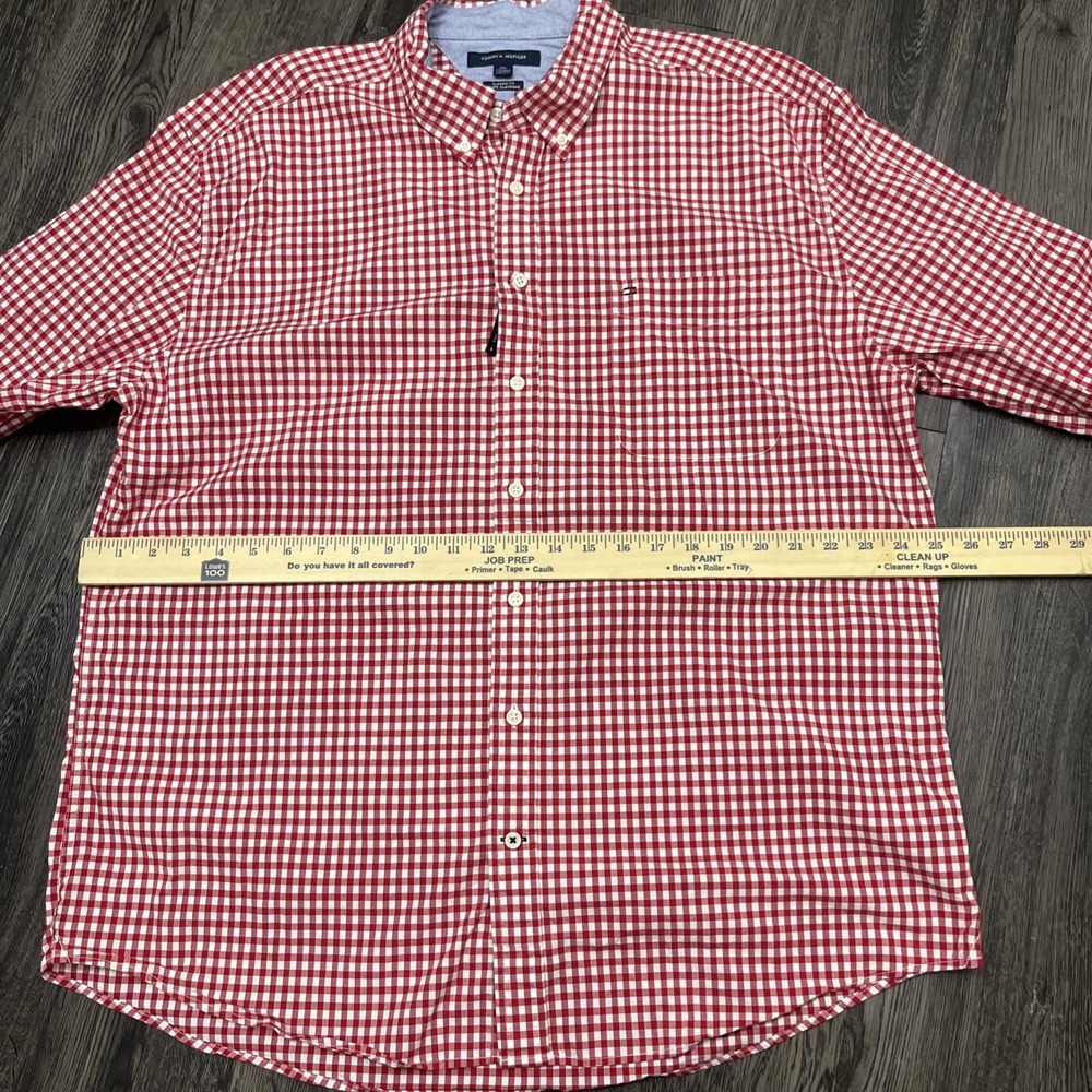 Tommy Hilfiger Mens XXL Classic Fit Button Down Shirt Red White  long sleeve - Picture 4 of 12